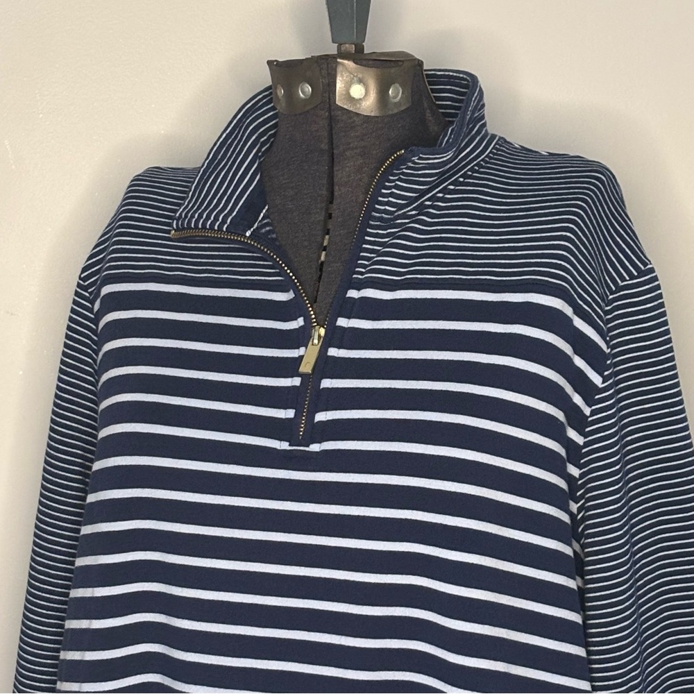 ⚓️Lands’ End⚓️ Striped Quarter Zip Pullover - Picture 2 of 7